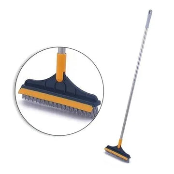 2-in-1 Bathroom Cleaning Brush with Wiper & Long Handle