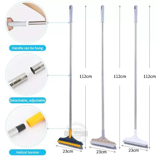 2-in-1 Bathroom Cleaning Brush with Wiper & Long Handle