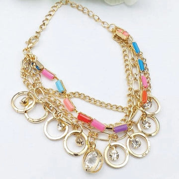 COLORFUL STONE STYLE CHAINS GOLD BRACELET FOR GIRLS AND WOMEN